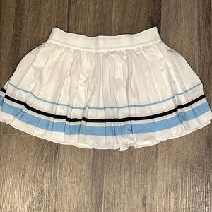 Pleated Skort White, Black, Lt Blue-M